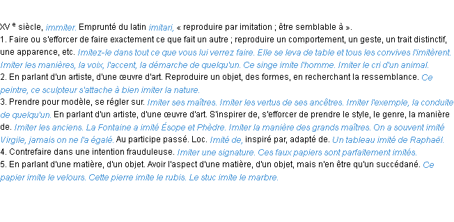 Définition imiter ACAD 1986