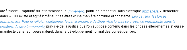 Définition immanent ACAD 1986