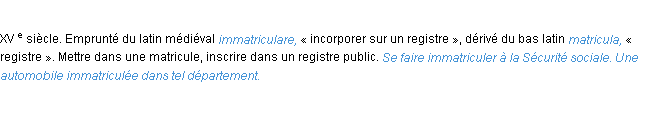 Définition immatriculer ACAD 1986