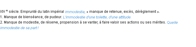 Définition immodestie ACAD 1986