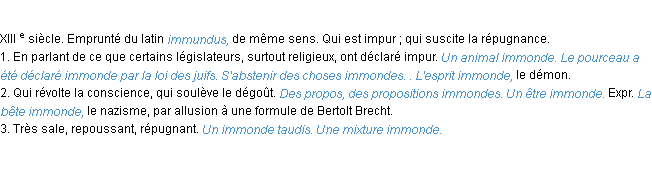 Définition immonde ACAD 1986