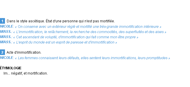 Définition immortification Emile Littré