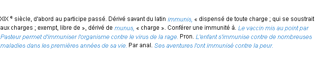 Définition immuniser ACAD 1986