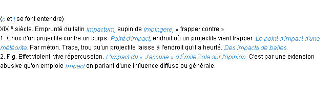 Définition impact ACAD 1986