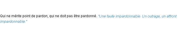 Définition impardonnable ACAD 1835