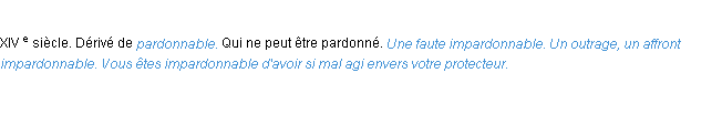 Définition impardonnable ACAD 1986