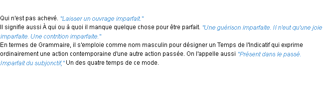 Définition imparfait ACAD 1932
