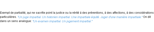 Définition impartial ACAD 1835