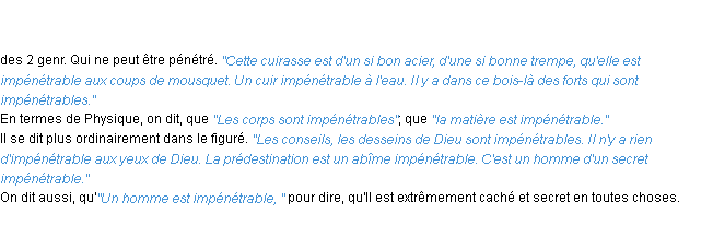 Définition impénétrable ACAD 1798