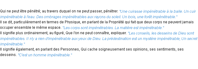 Définition impénétrable ACAD 1932