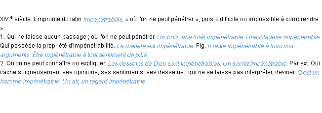 Définition impénétrable ACAD 1986