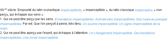 Définition imperceptible ACAD 1986