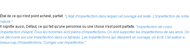 Définition imperfection ACAD 1835