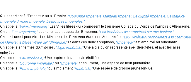 Définition impérial ACAD 1798