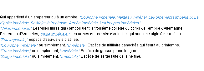 Définition impérial ACAD 1835