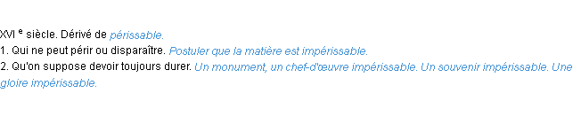 Définition impérissable ACAD 1986