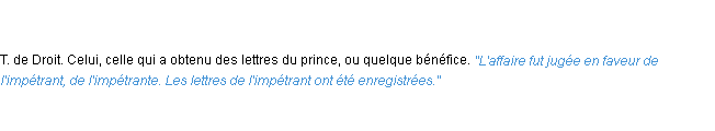 Définition impétrant ACAD 1835