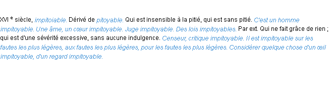 Définition impitoyable ACAD 1986