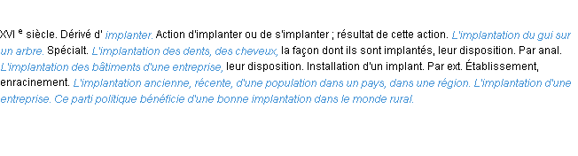 Définition implantation ACAD 1986