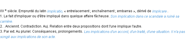 Définition implication ACAD 1986