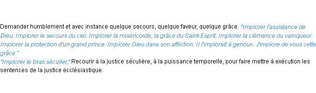 Définition implorer ACAD 1835