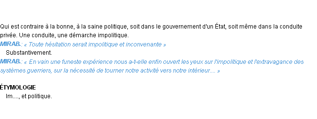 Définition impolitique Emile Littré