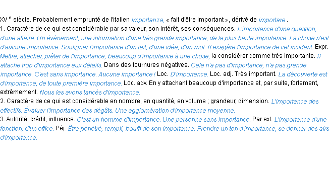 Définition importance ACAD 1986