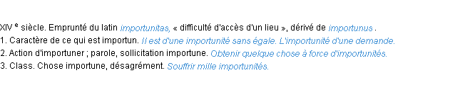 Définition importunité ACAD 1986