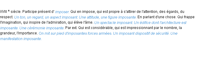 Définition imposant ACAD 1986