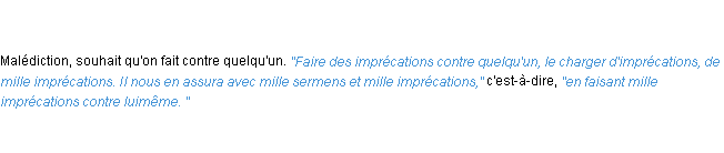 Définition imprécation ACAD 1798