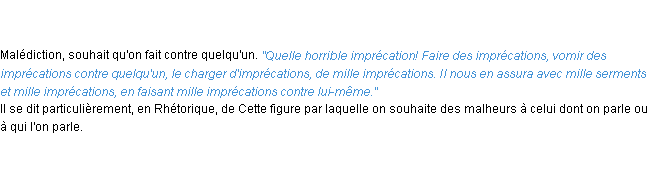 Définition imprécation ACAD 1835