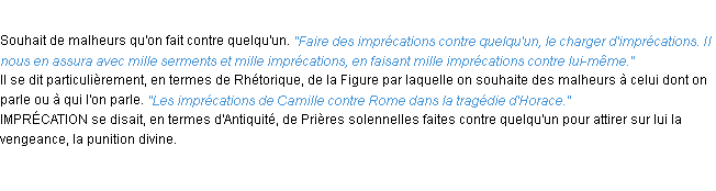 Définition imprécation ACAD 1932