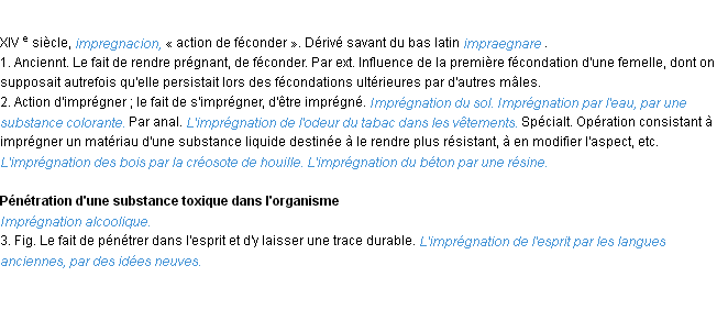 Définition imprégnation ACAD 1986