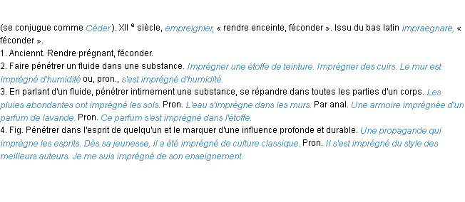 Définition imprégner ACAD 1986