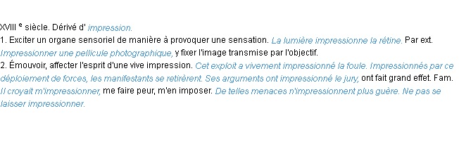 Définition impressionner ACAD 1986