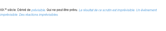 Définition imprévisible ACAD 1986