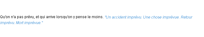Définition imprévu ACAD 1835