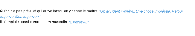 Définition imprévu ACAD 1932