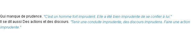 Définition imprudent ACAD 1798