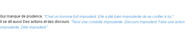 Définition imprudent ACAD 1835