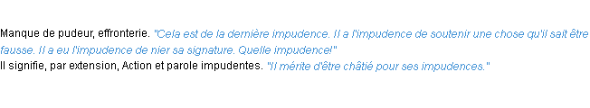 Définition impudence ACAD 1932