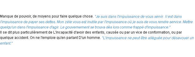 Définition impuissance ACAD 1835