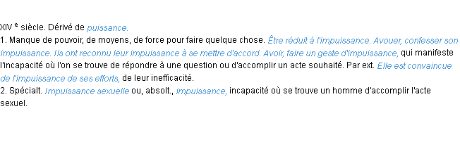 Définition impuissance ACAD 1986