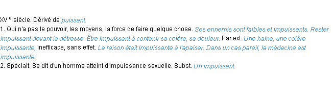 Définition impuissant ACAD 1986