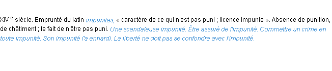Définition impunité ACAD 1986