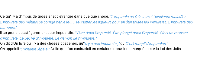 Définition impureté ACAD 1798