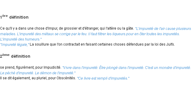 Définition impureté ACAD 1835