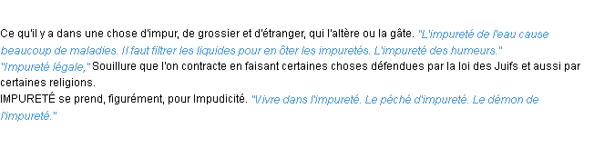 Définition impureté ACAD 1932