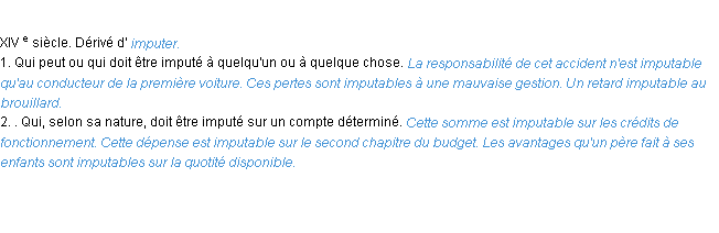 Définition imputable ACAD 1986