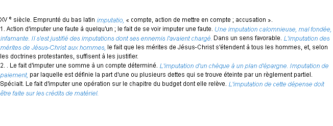 Définition imputation ACAD 1986